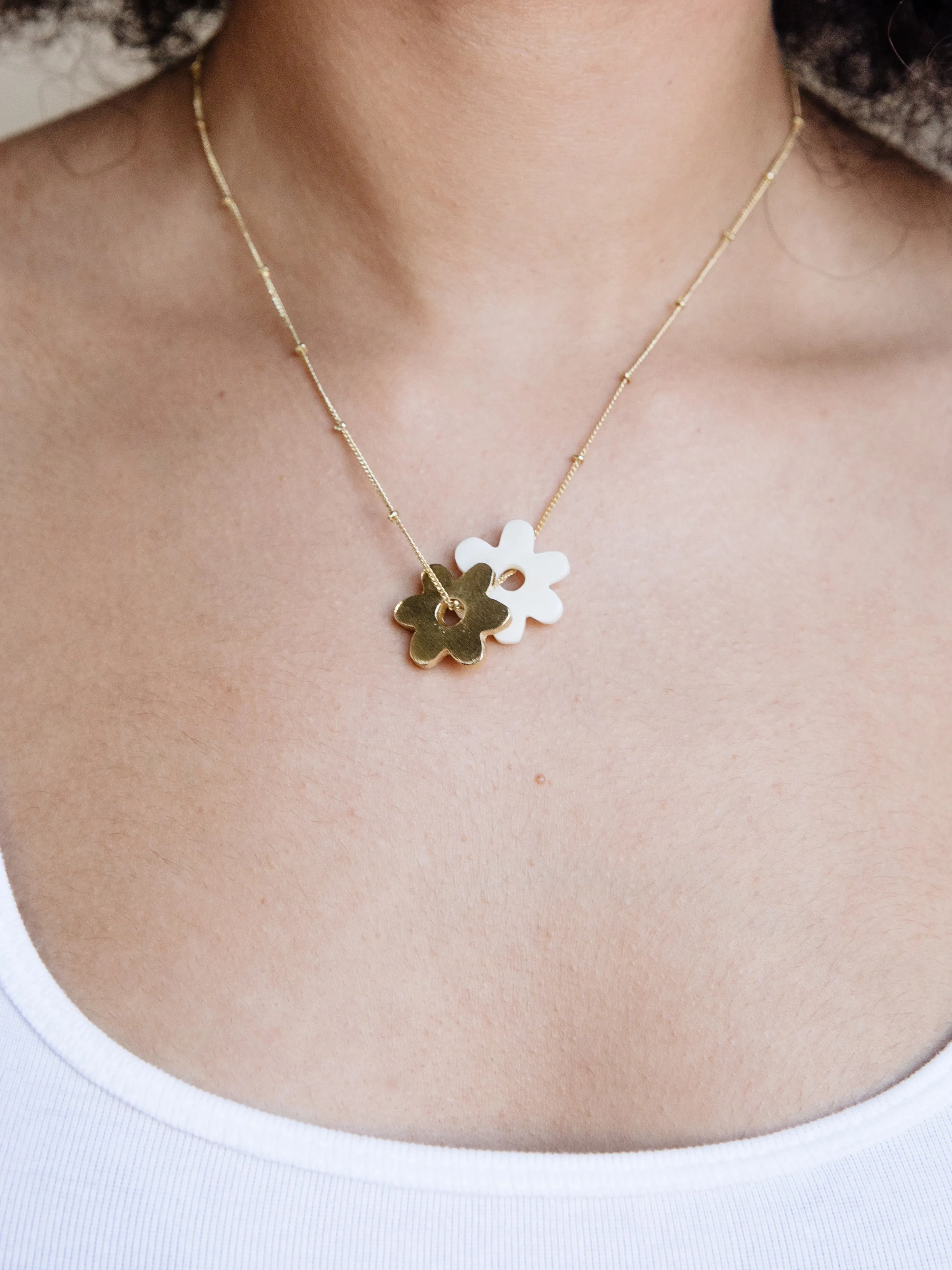 Layered Flower Necklace - Gold